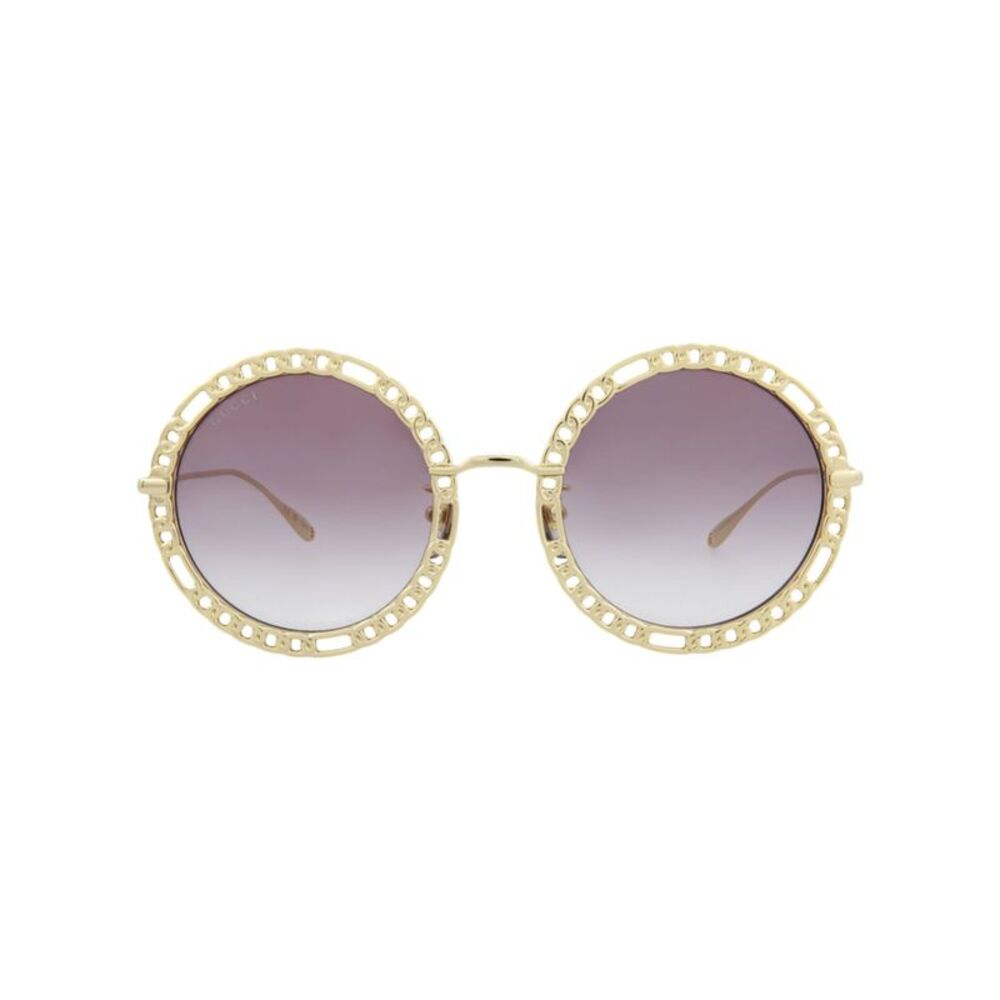 Gucci Round/Oval-Frame Metal Sunglasses Gold Womens